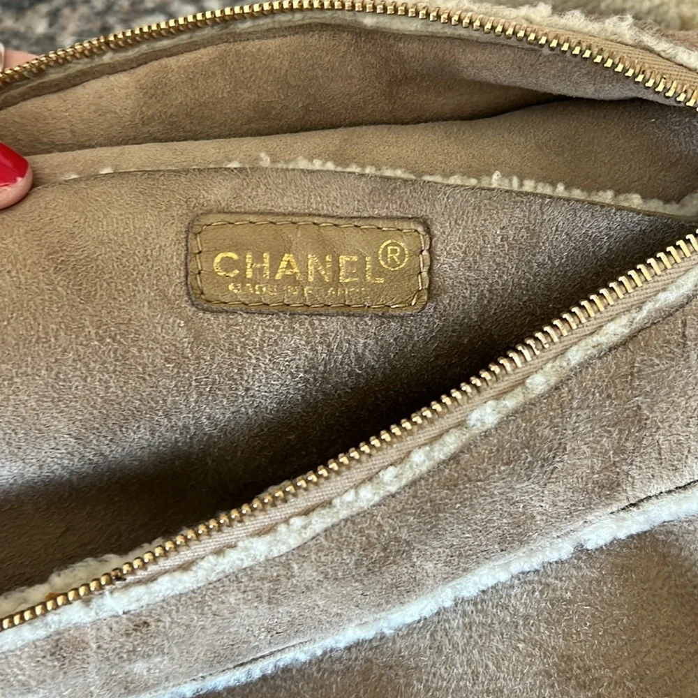 CHANEL tan suede